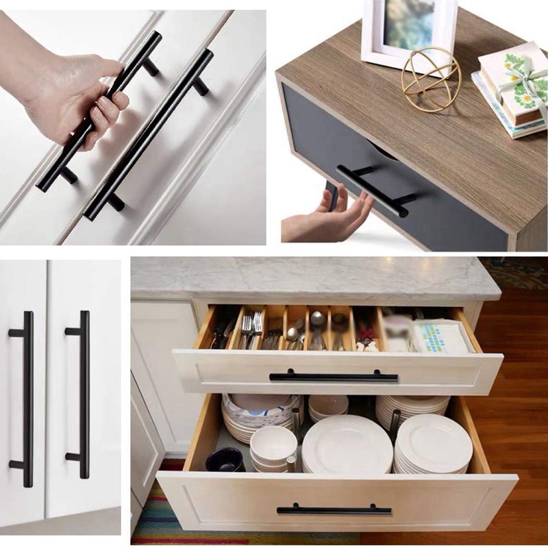Bộ 10 Tay Nắm Cửa Tủ Bằng Thép Không Gỉ Màu Đen Nhám Dài 5 / 3 Inch