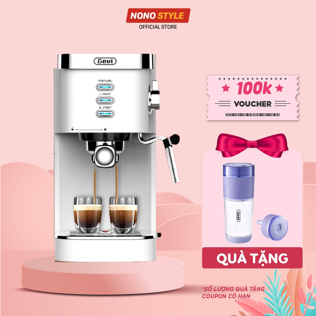 [Mã ELHADEV giảm 4% đơn 300K] [VOUCHER 200K] Máy Pha Cafe Đa Năng 2 Trong 1 Gevi 20 Bar, Bảo Hành 12 Tháng