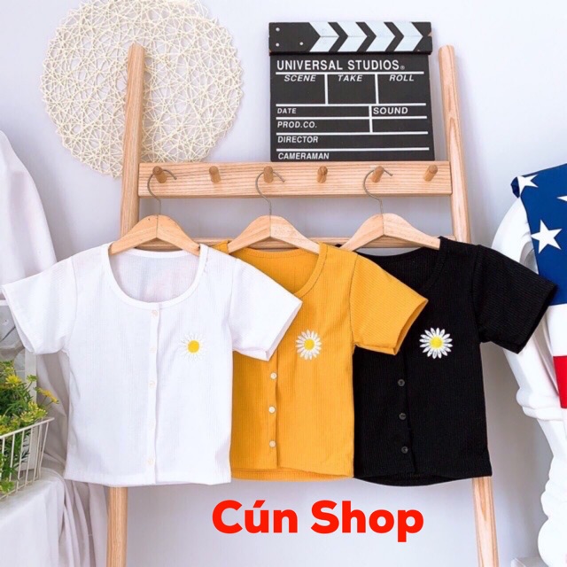 Áo croptop nhiều nút thêu hoa cúc 3 màu LIKANO CRT46