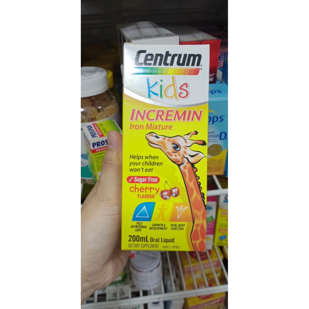 Siro Cho Trẻ Biếng Ăn Centrum Kids Incremin Iron Mixture Của Úc 200ml 03/2023