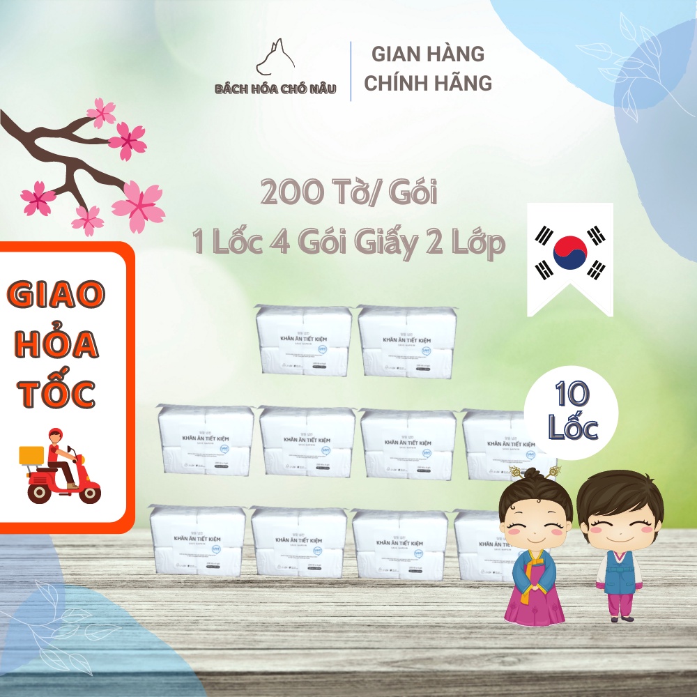 COMBO 10 Lốc 4 Khăn Giấy Ăn Tiết Kiệm Hàn Quốc LOTTE Choice L [200 Tờ/Gói Giấy 2 Lớp] [ Hàng Mới Chính Hãng]