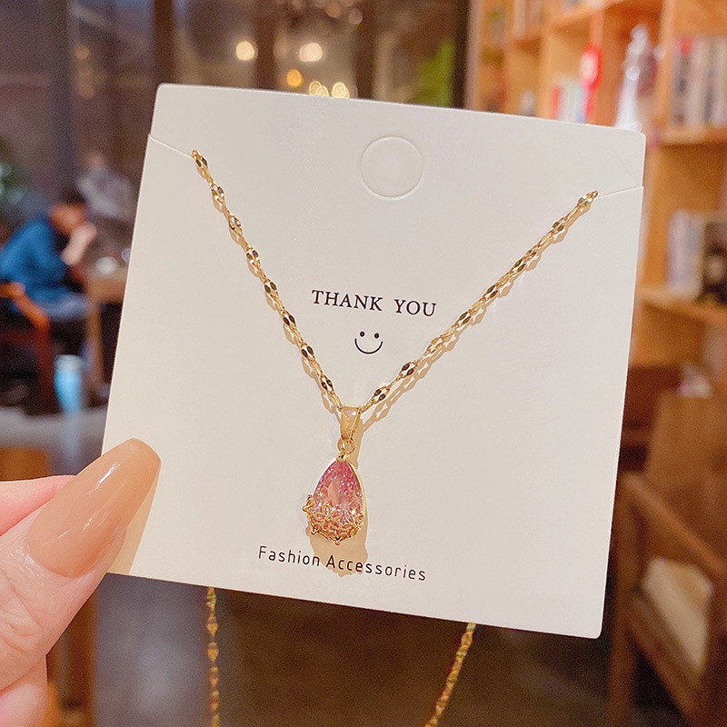 Dây Chuyền Thép Titan Đính Đá Zircon Lớn Siêu Lấp Lánh Tinh Tế Lu