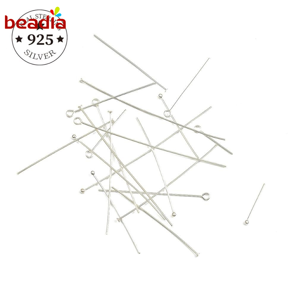 Ghim Đầu Dẹt Beadia Mạ Bạc 925 Dùng Làm Trang Sức/Trang Sức