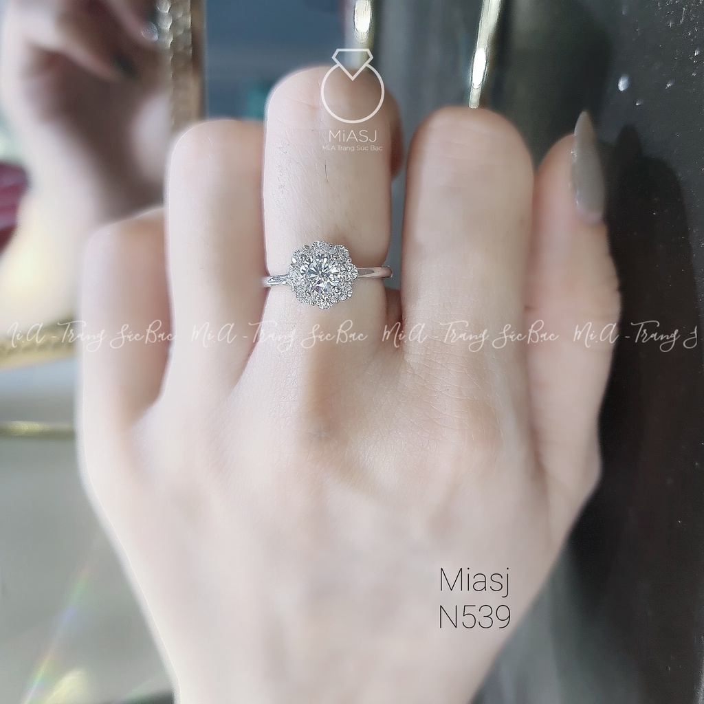 Nhẫn nữ bạc Ý S925 đính hoa đá MiASJ kiểu dáng sang trọng N539