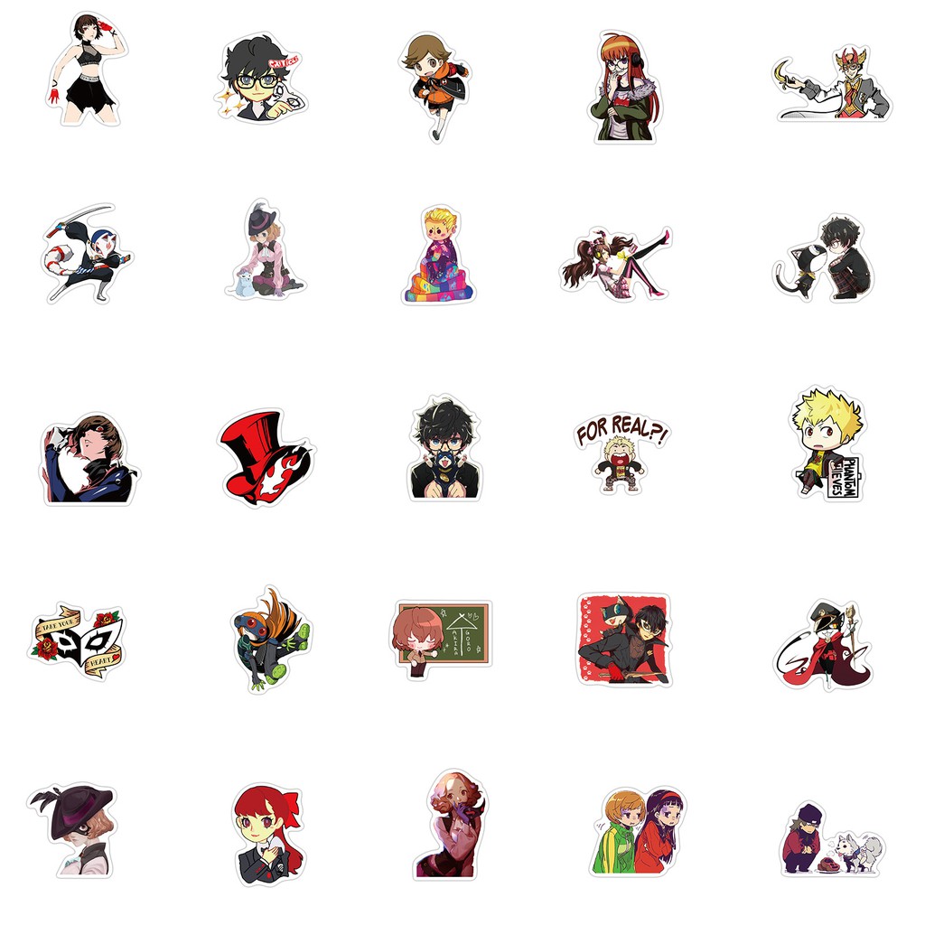 Y&P| Bộ 50 nhãn dán họa tiết hoạt hình Persona 5 - B