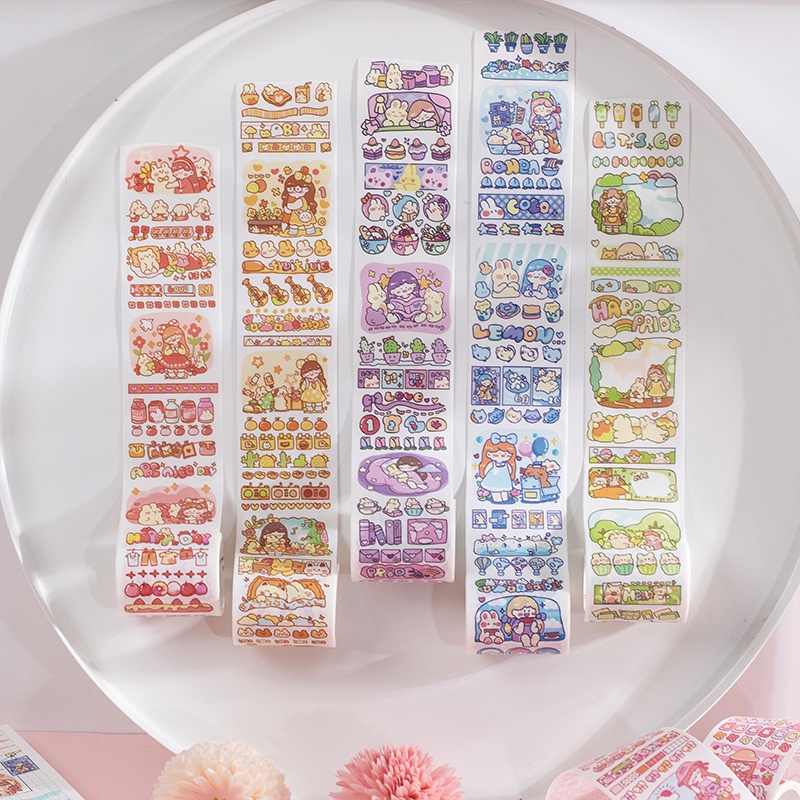 Cuộn Băng Keo Giấy Dầu Và Giấy Vẽ Nhân Vật Hoạt Hình Đặc Biệt 6 Kiểu Cho Làm Thủ Công