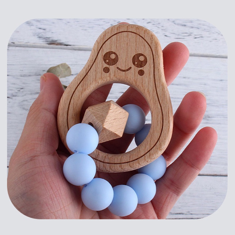 Vòng Tay Chuỗi Hạt Gỗ Sồi Phối Silicone Dành Cho Bé Sơ Sinh Mọc Răng
