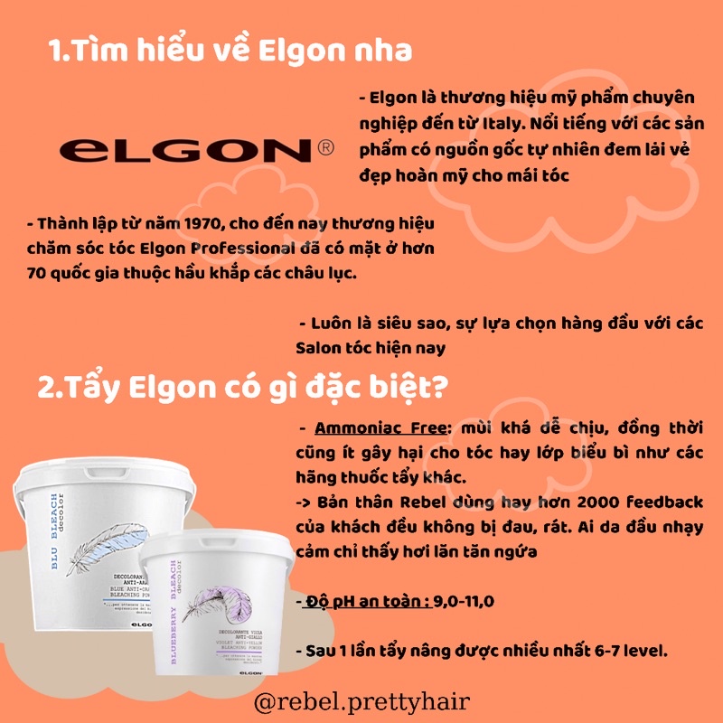 Thuốc tẩy tóc Elgon Xanh/ Tím - Set tẩy theo độ dài tóc