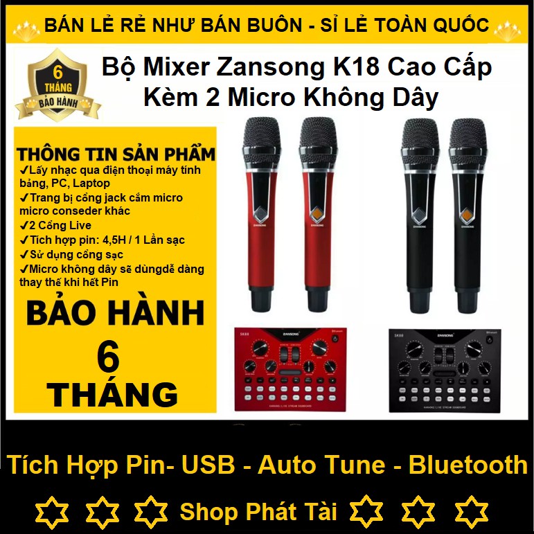 Bàn Mixer K18 ( Mixer G4 bản nâng cấp ) kèm 2 micro cực hay dùng cho loa kéo amply và thu âm livestream - Bảo Hành 6T