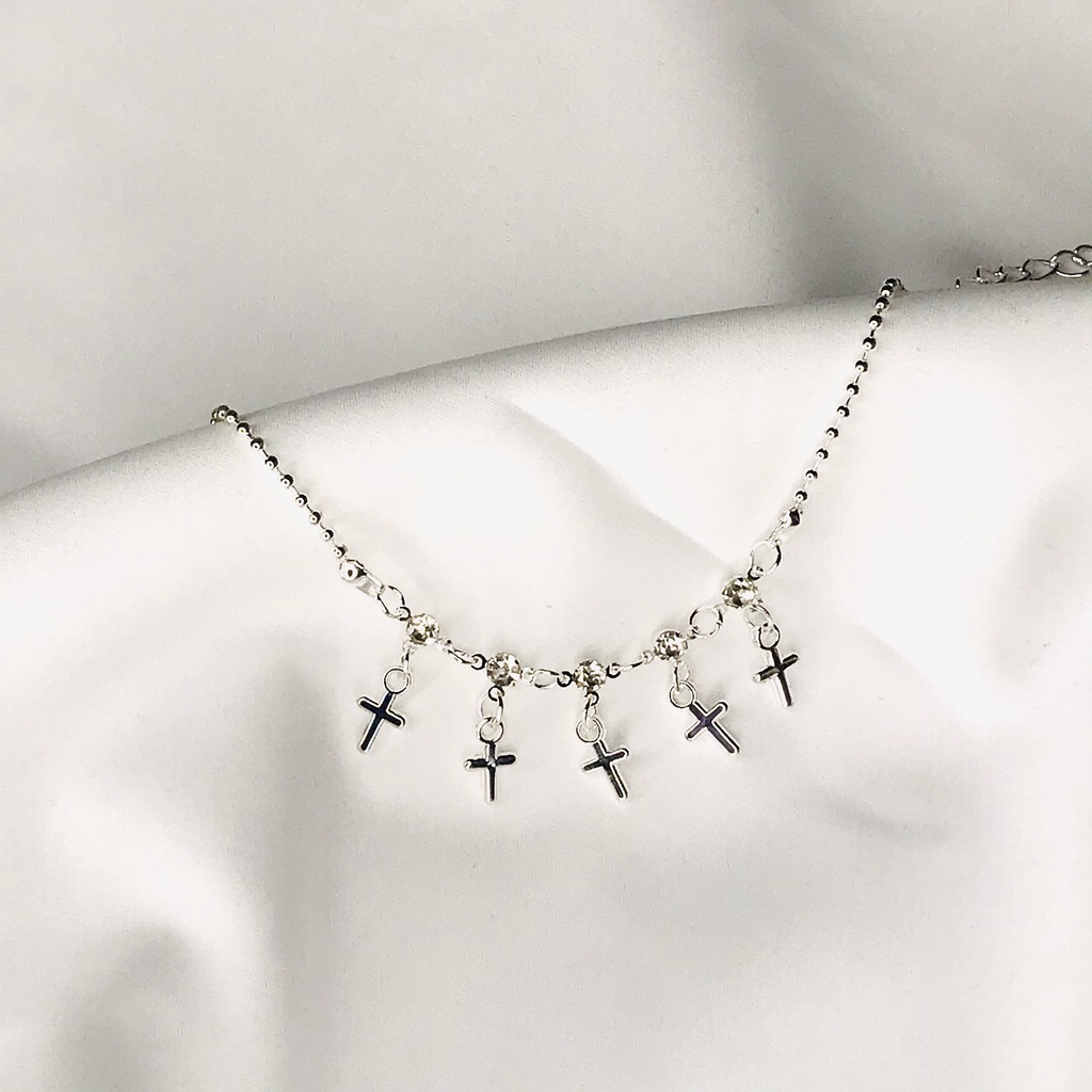 Vòng tay bạc nam nữ lắc tay đôi đẹp unisex chữ thập thời trang hàn quốc Minzu | BigBuy360 - bigbuy360.vn