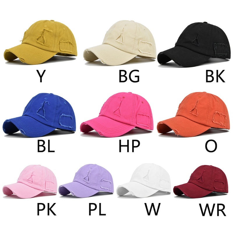 Mũ Lưỡi Trai Cotton Màu Trơn Chống Nắng Hở Chóp Thiết Kế Xẻ Rách Cho Snapba