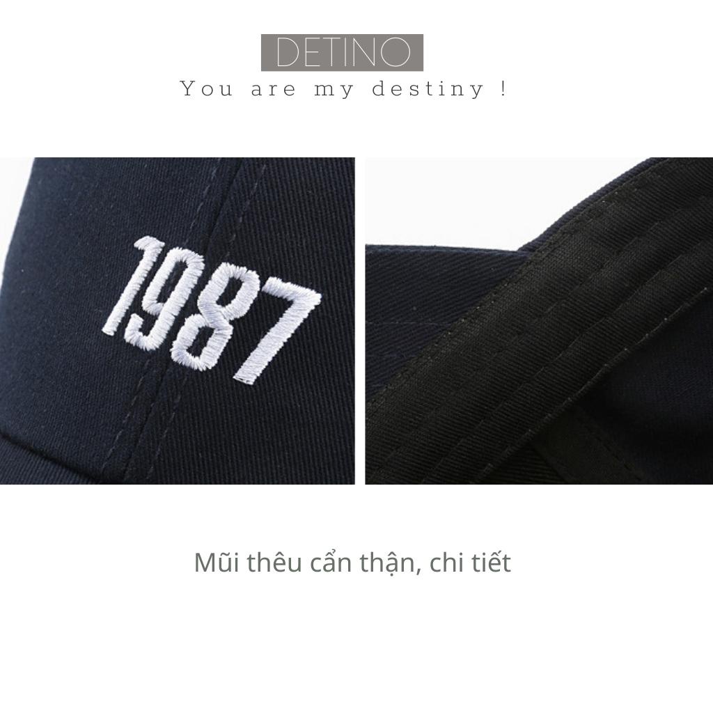 Nón kết nón lưỡi trai nam nữ mũ lưỡi trai thêu 1987 đẹp kiểu dáng unisex phong cách Hàn Quốc vải cotton DETINO M03