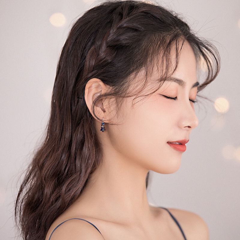 Bông tai ngôi sao năm cánh cao cấp thời trang hàn quốc bông tai màu xanh thanh lịch