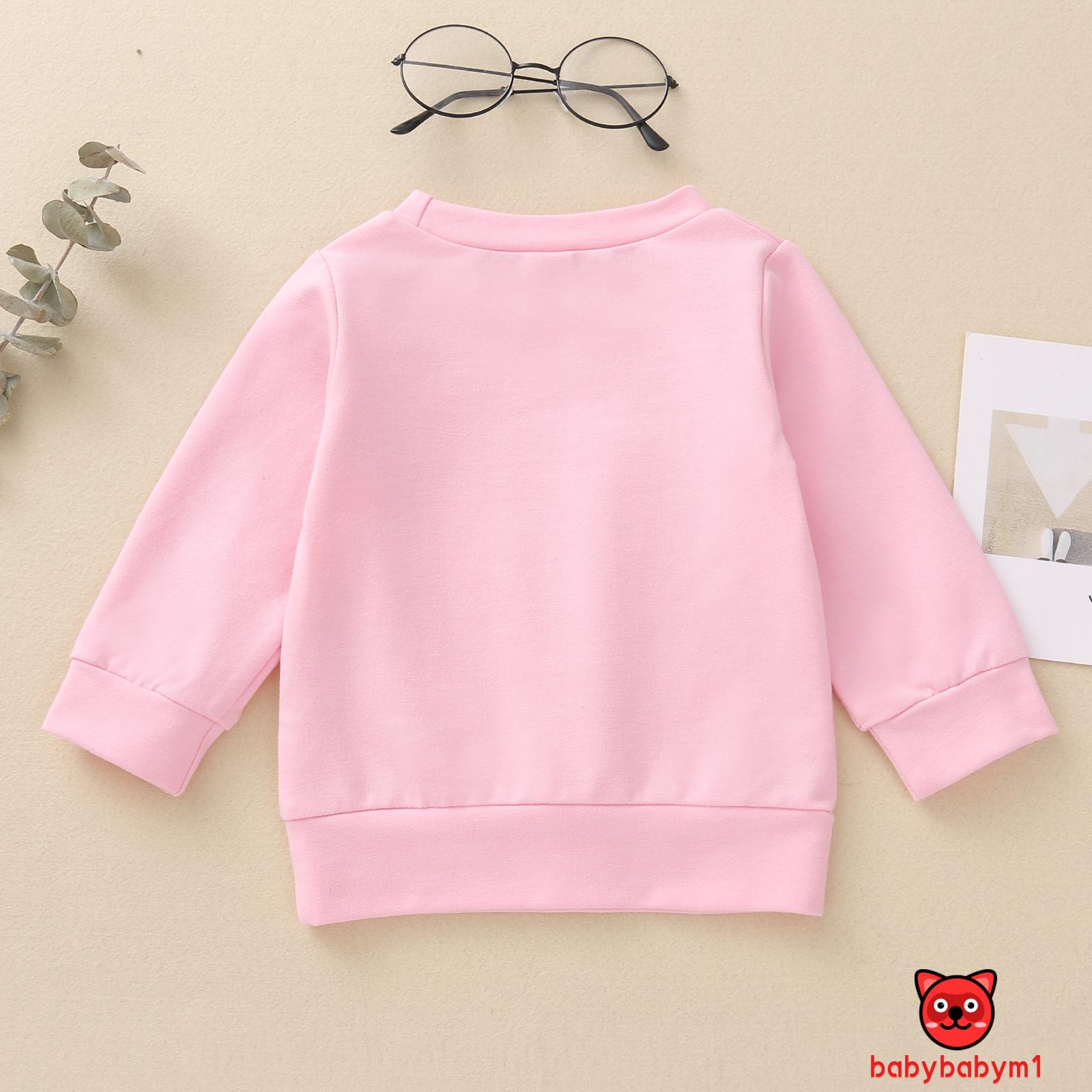 Áo Sweater Tay Dài Hoạ Tiết Chữ In Cho Bé 0-3 Tuổi 2 Màu