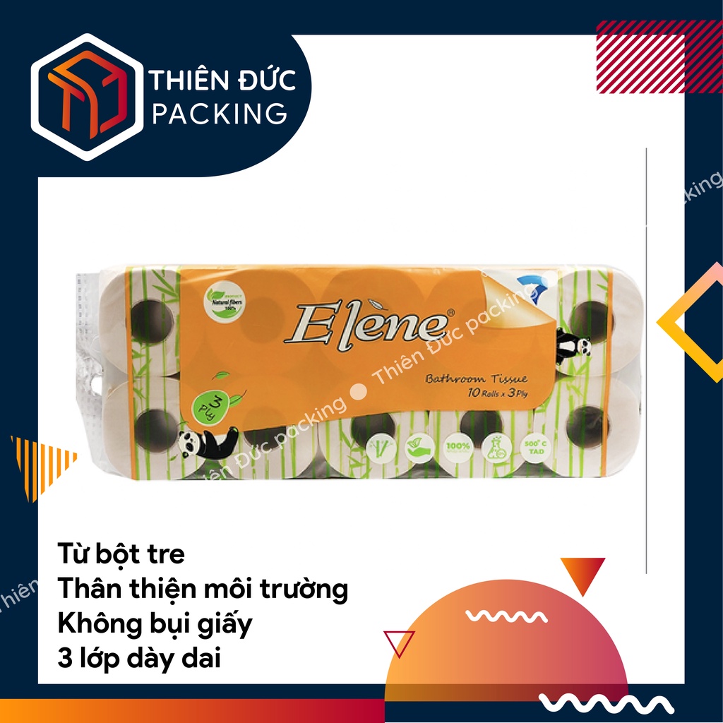 Giấy Vệ Sinh ELENE Than Tre Tự Nhiên Không Tẩy Trắng 10 Cuộn Có Lõi Hàng Cao Cấp