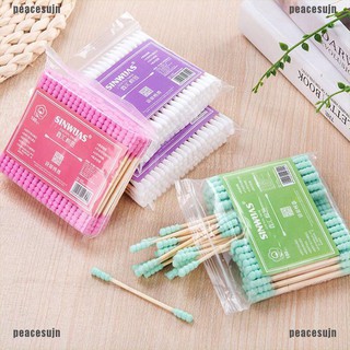 (Hàng Mới Về) Set 100 Tăm Bông Cotton Hai Đầu Làm Sạch Mũi / Tai / Mũi
