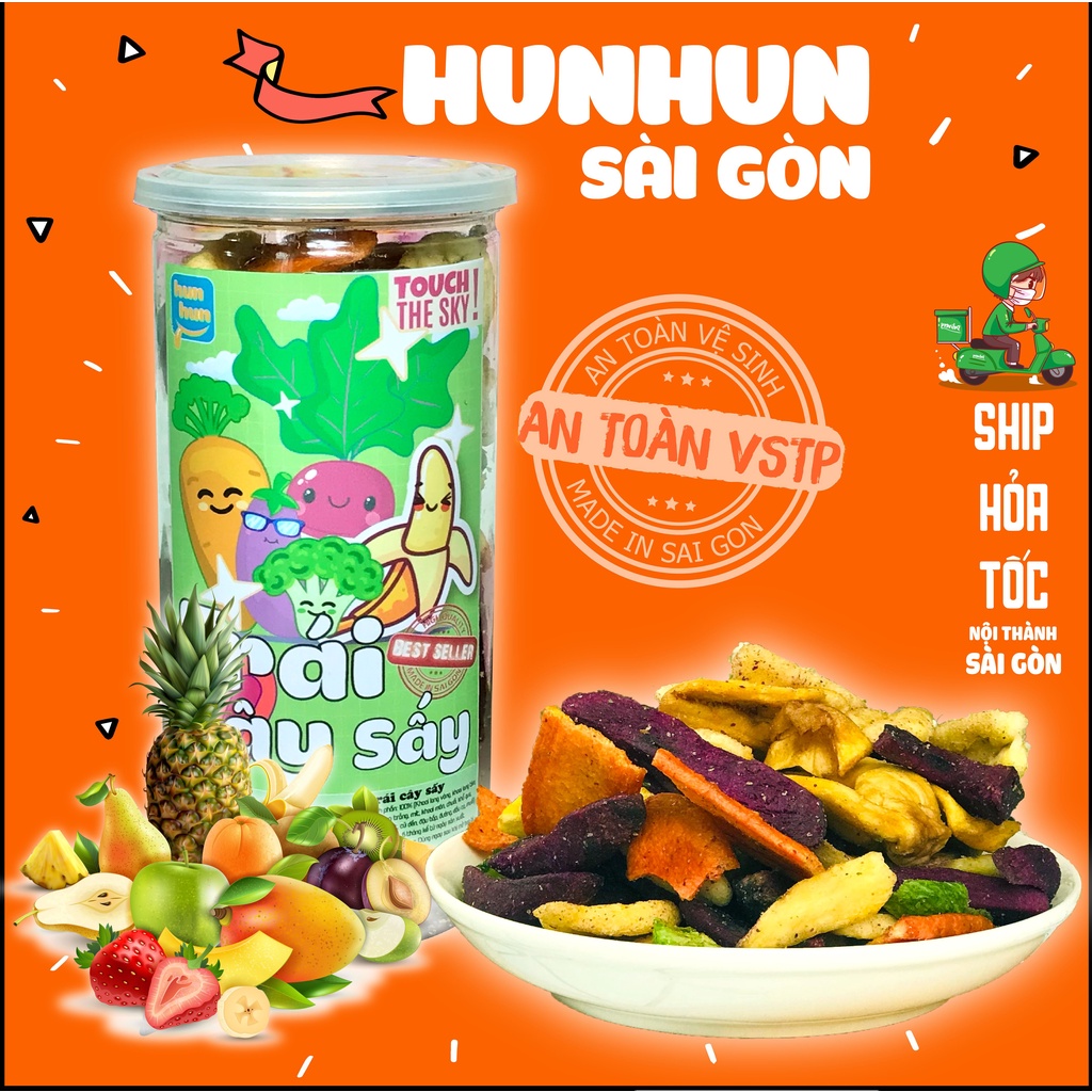 Trái cây sấy HunHun 280g đồ ăn vặt Sài Gòn Ngon Rẻ