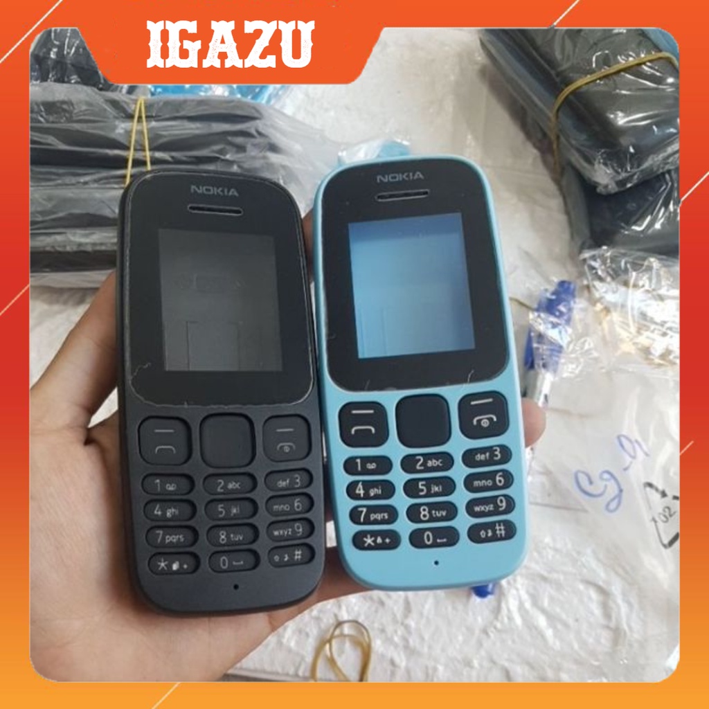 Vỏ Nokia 105 2017 kèm phím / Bộ vỏ kèm phím điện thoại Nokia 105 2017 Zin new(màu xanh-đen) - IGAZU