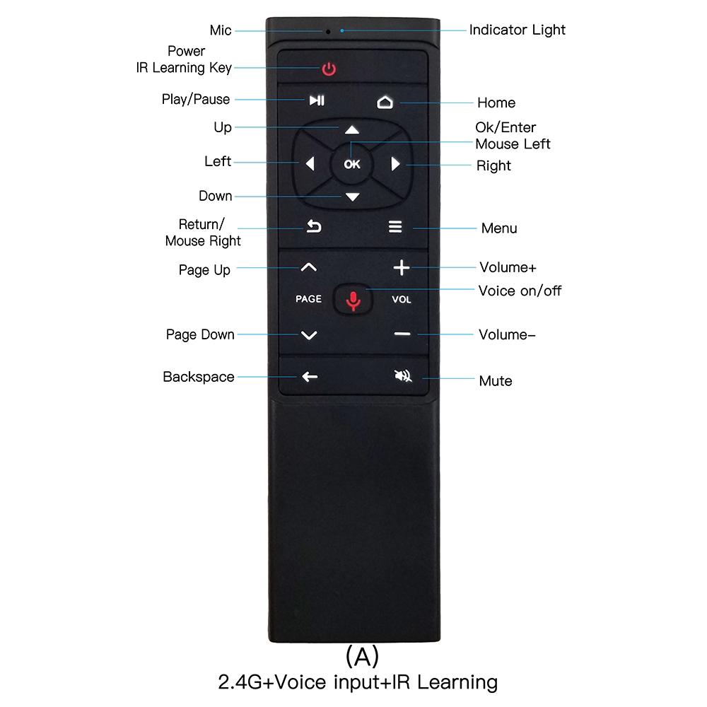 MT12 2.4G Air Mouse Wireless Remote Control Infrared Learning Mode With Gyroscope