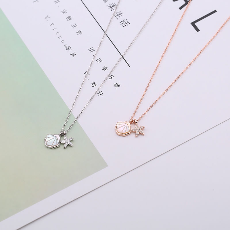 [student Shell Necklace] hd-2021 new Korean version student simple minority light luxury shell starfish ins does not fade collarbone chain necklace female