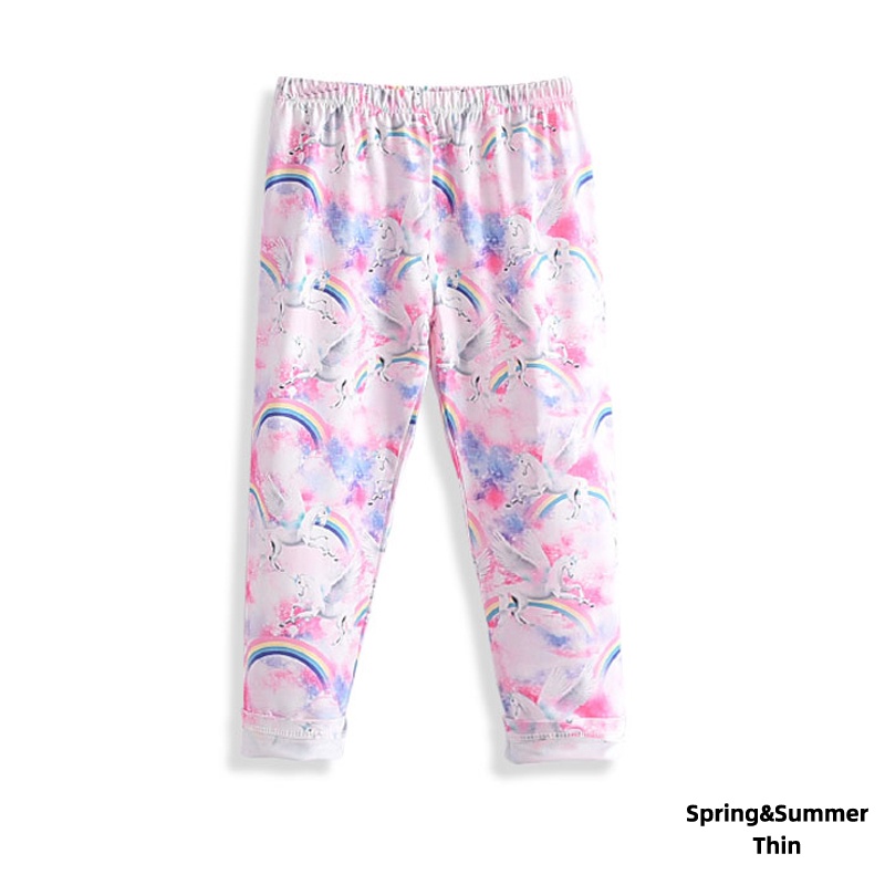 BEAR LEADER Quần Legging Phối Lông Họa Tiết Kỳ Lân Dễ Thương Thời Trang Xuân Thu Cho Bé Gái
