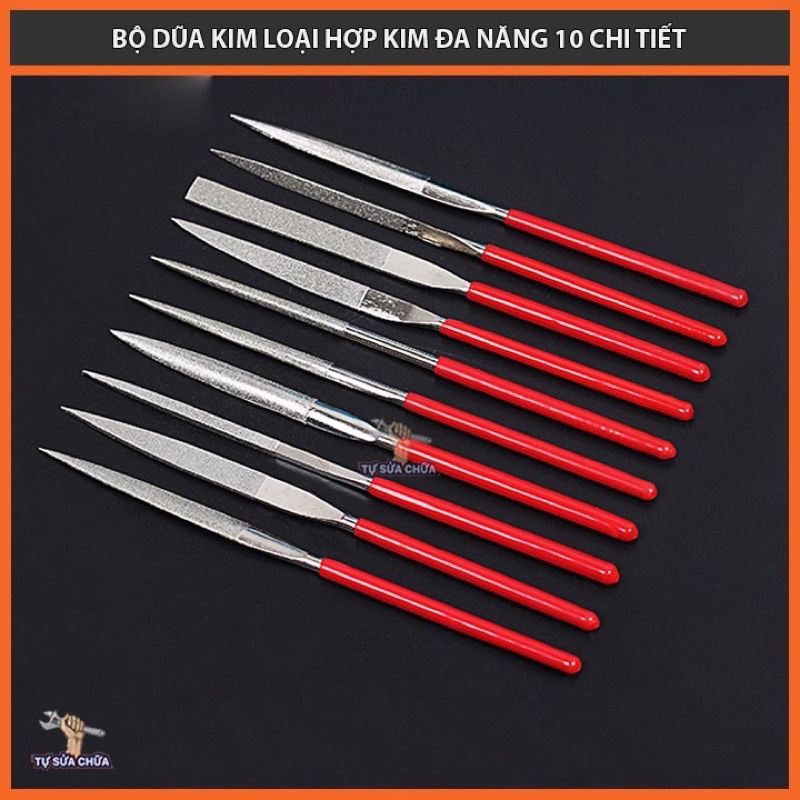 Bộ dũa mài kim loại hợp kim đa năng 10 cây các size 5x180mm, 4x160mm, 3x140mm, dũa kim cương loại xịn chính hãng DIAMOND