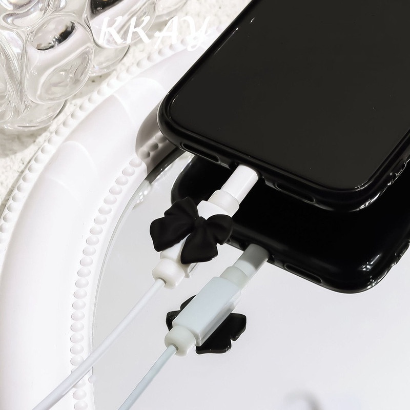 1 Cặp Vỏ Bảo Vệ Dây Cáp Sạc USB Hình Nơ Thắt