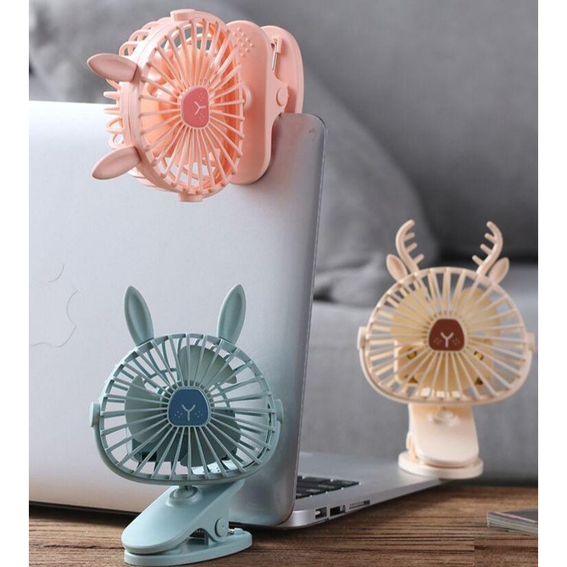 Quạt mini cầm tay quạt mini để bàn quạt usb quạt mini hươu có đèn chính hãng mini fan bảo hành 12 tháng