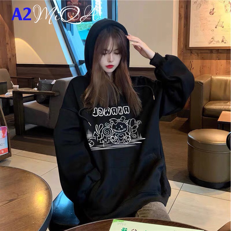 Áo Nỉ Bông Thời Trang UNISEX Hoạ Tiết Vẽ Đen Trắng Đơn Giản / HOODIE FREESIZE 💜 MiQa 💜 #28 | BigBuy360 - bigbuy360.vn