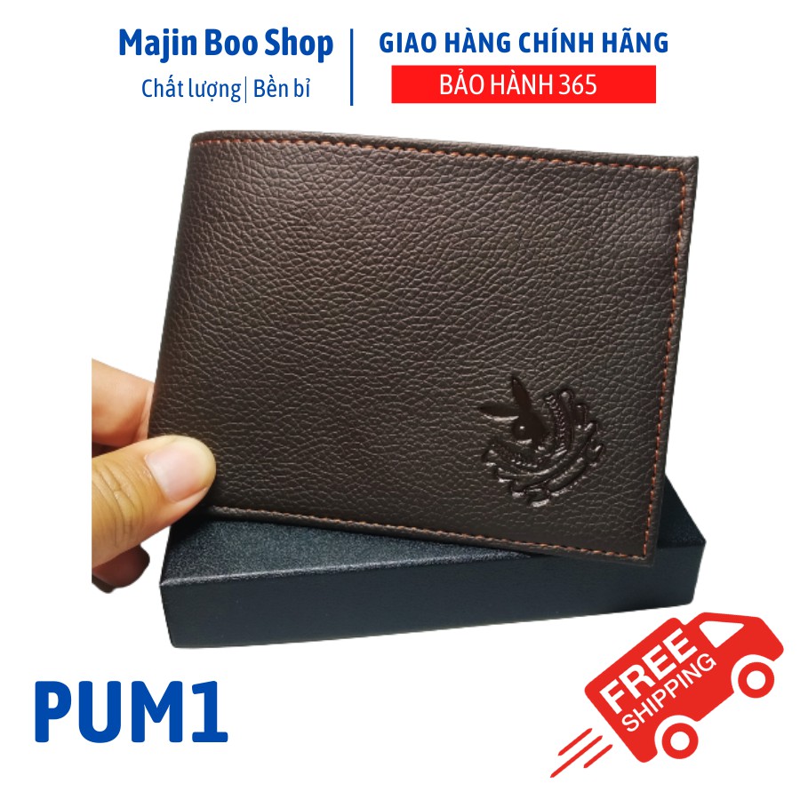 Ví nam dáng ngang, da PU, thời trang nhỏ gọn, độ bền cao, có video tự quay - Majin Boo Shop