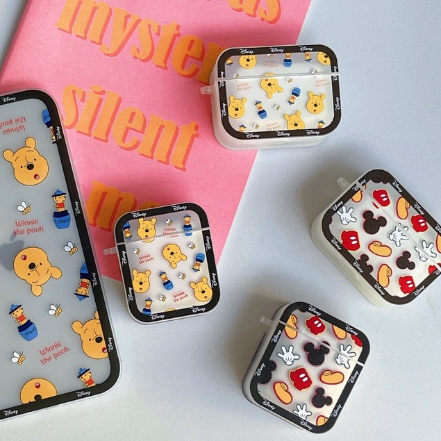 Vỏ Bảo Vệ Hộp Sạc Tai Nghe compatible AirPods Pro/compatible AirPods2 Gen Hình Vuông Họa Tiết Mickey Minnie Và Minnie 2021