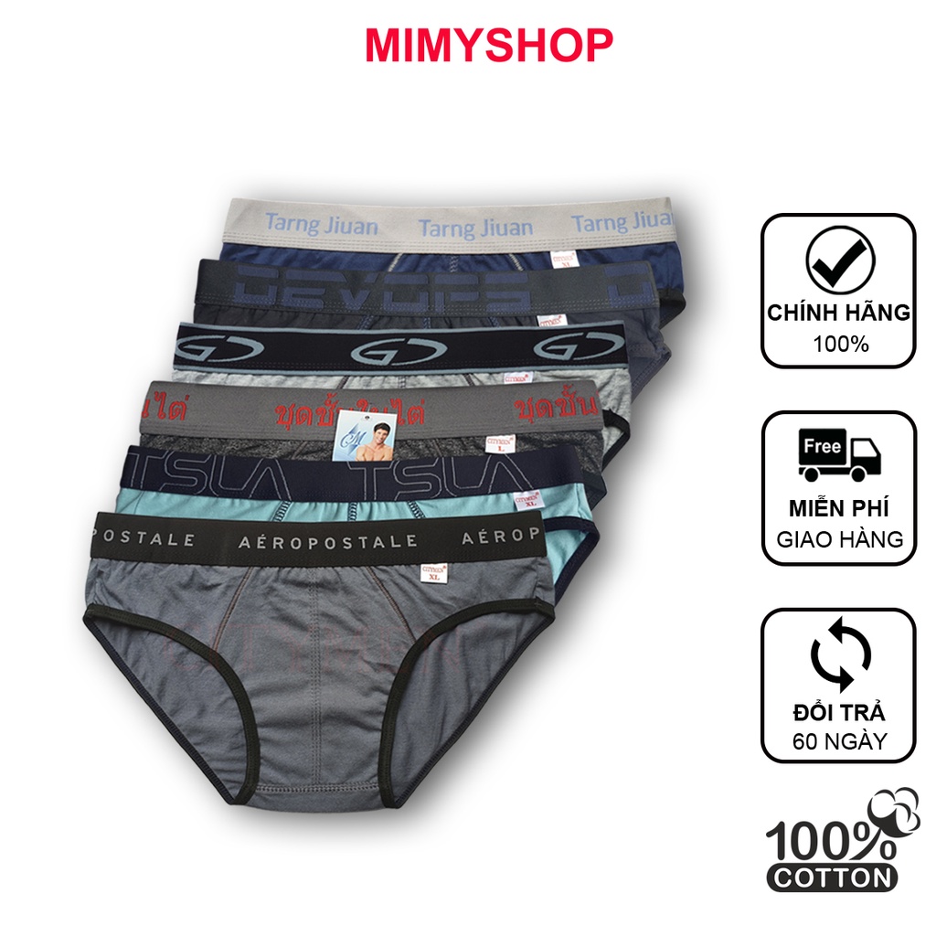 Combo 6 quần lót của nam nhiều lưng cao cấp vải cotton 100% co dãn và thấm hút tốt