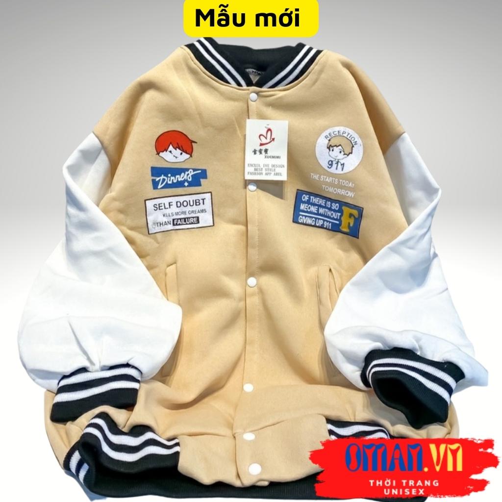 Áo khoác bomber nỉ IN DINNER form rộng Unisex trần bông trẻ trung Oman.vn