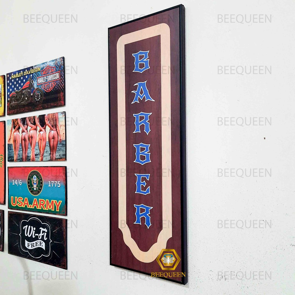 Biển Barber Size 20x60cm Trang Trí Quán Tóc Nam Barbershop