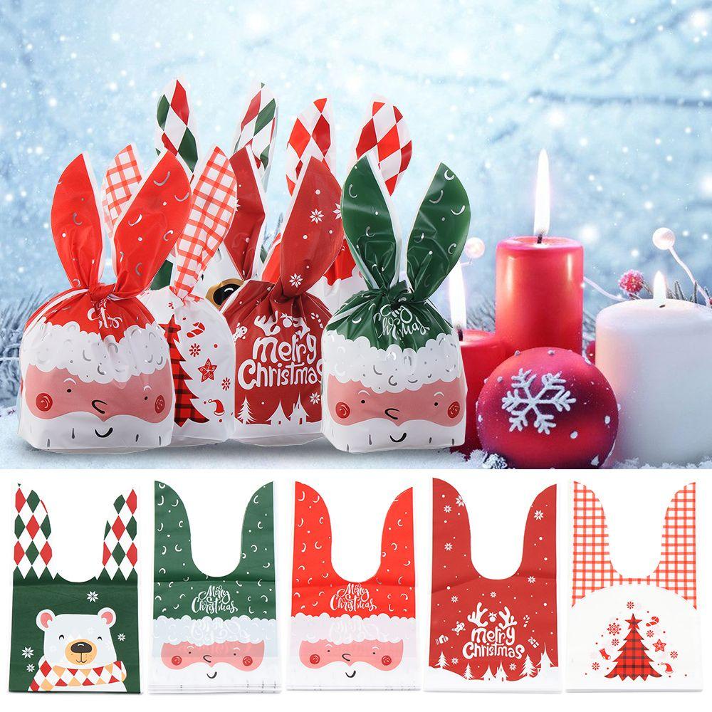Bộ 10 Túi Đựng Kẹo Giáng Sinh Hình Ông Già Noel Tai Dài