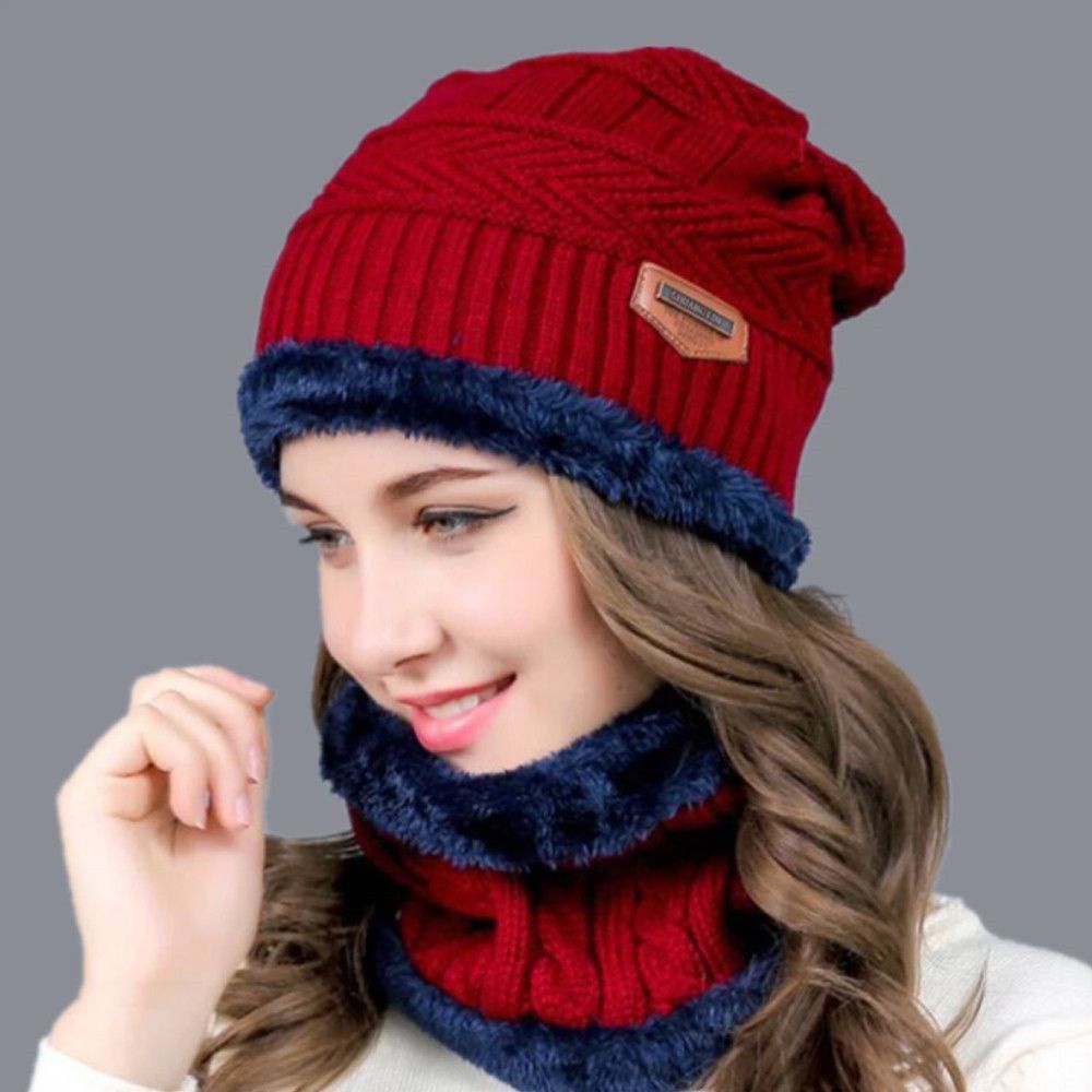 Mũ beanie trùm đầu kiêm khăn choàng cổ giữ ấm mềm mại MIHAN1