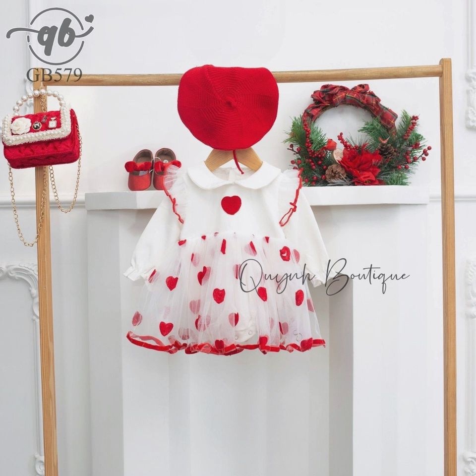 Quần áo trẻ em Quỳnh Boutique Mẫu váy tim siêu xinh cho bé