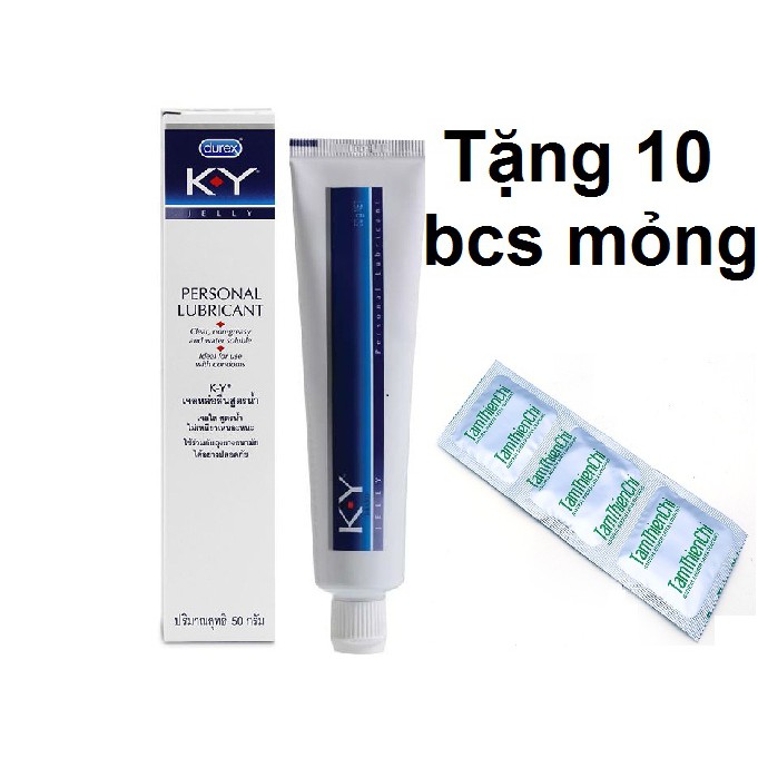 Gel bôi trơn KY 50gr tặng 10 bao cao su Tâm Thiện Chí mỏng