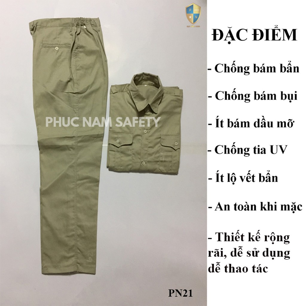 Bộ quần áo bảo hộ lao động PN21 - màu nâu đất, quần áo bảo hộ lao động, Bảo hộ lao động Phúc Nam