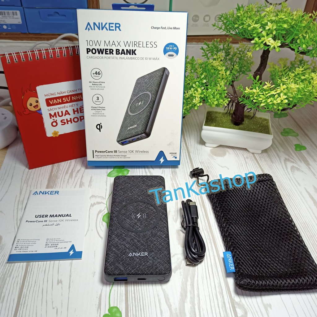 Pin Sạc dự phòng không dây Anker Wireless Powecore III 10.000mAh - A1617 - Kiêm Giá Đỡ Điện Thoại