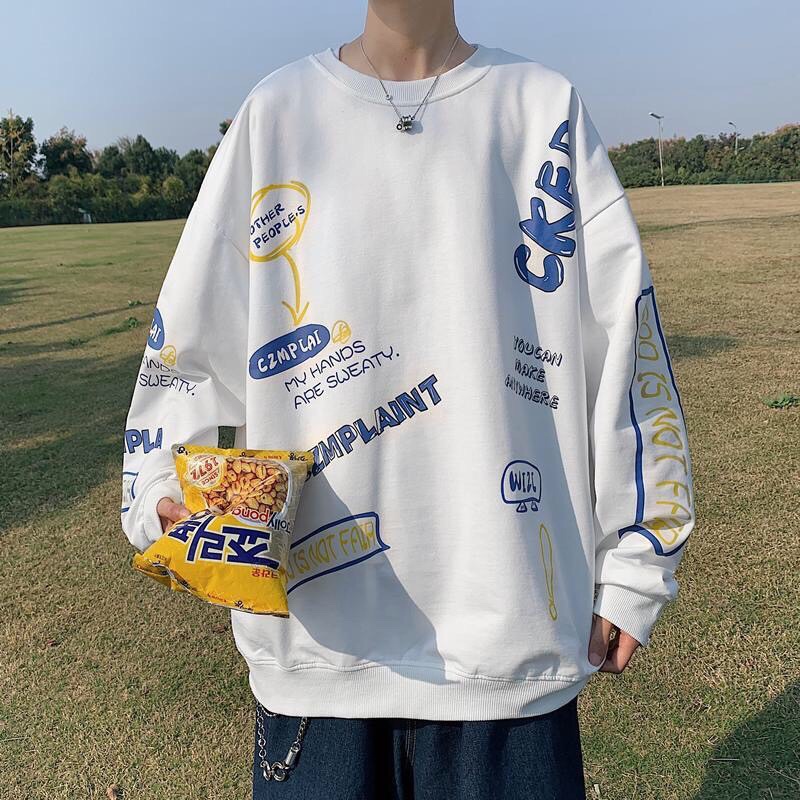 Áo Sweater Dài Tay Lót Bông In Hình SIÊU HÓTÁo Nỉ Thụng Tay Phồng (Hàng Sẵn, Ảnh Thật)