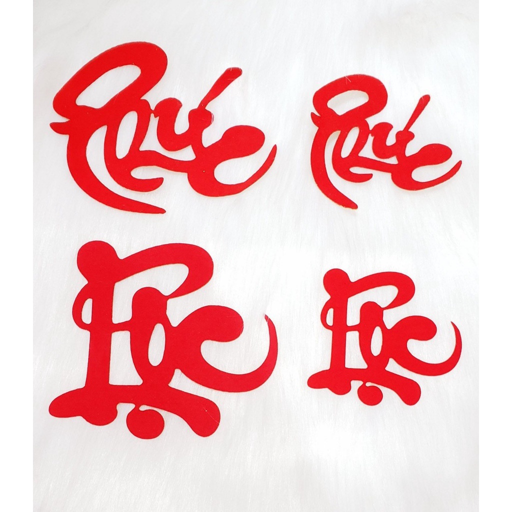 Chữ nhung đỏ dán dưa dán bưởi dán trái cây tết