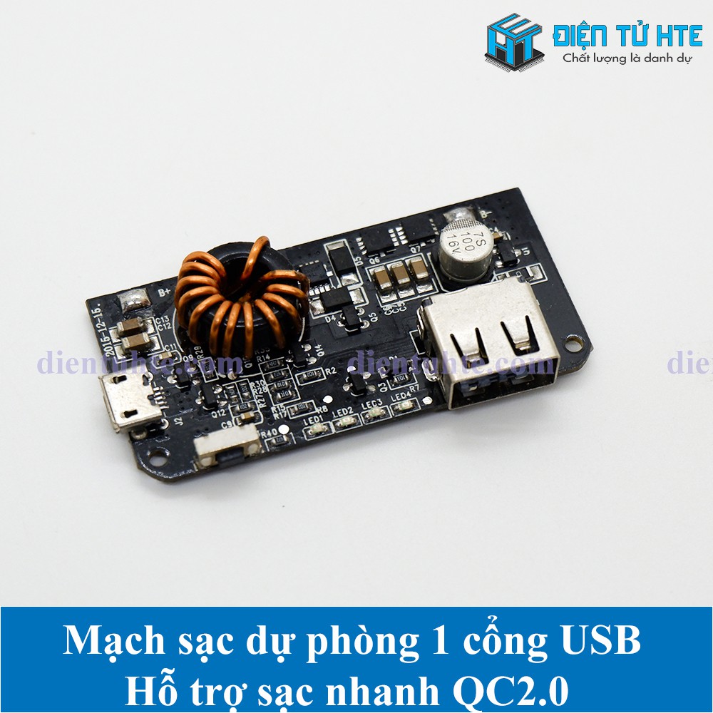 Mạch Pin dự phòng 1 cổng USB 2 chiều hỗ trợ sạc nhanh QC2.0/3.0 - đầu vào MicroUSB QC2.0/3.0