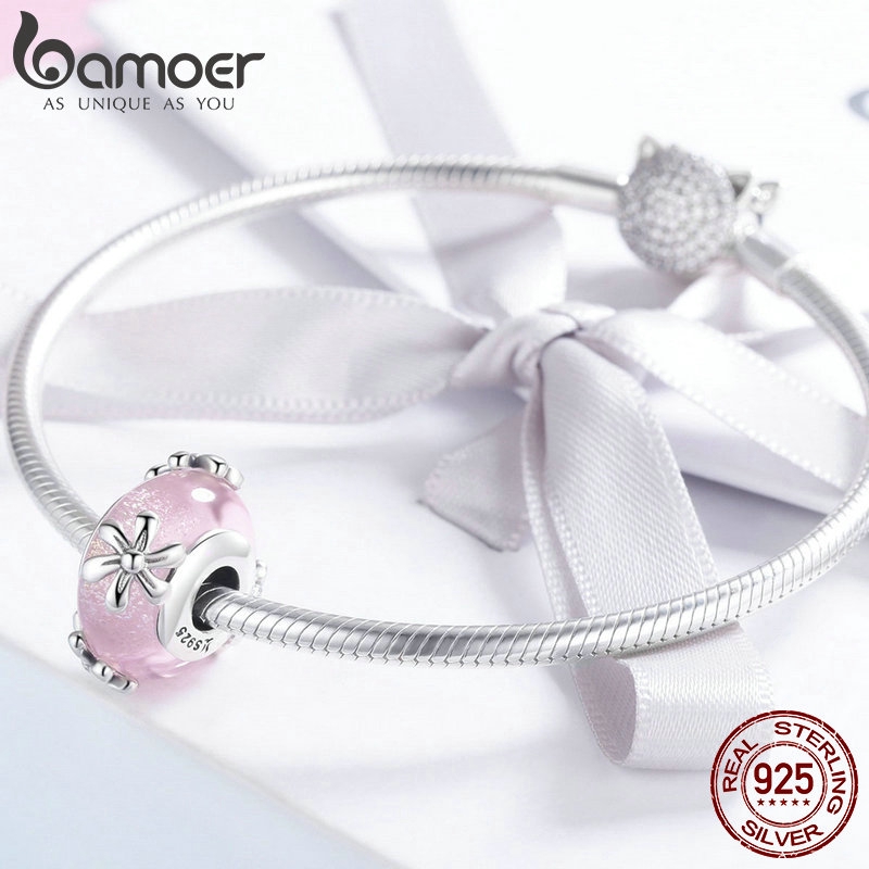 Hạt Charm Bamoer Chất Liệu Thủy Tinh Trang Trí Hoa Cao Cấp Dùng Làm Vòng Tay Xinh Xắn SCC860
