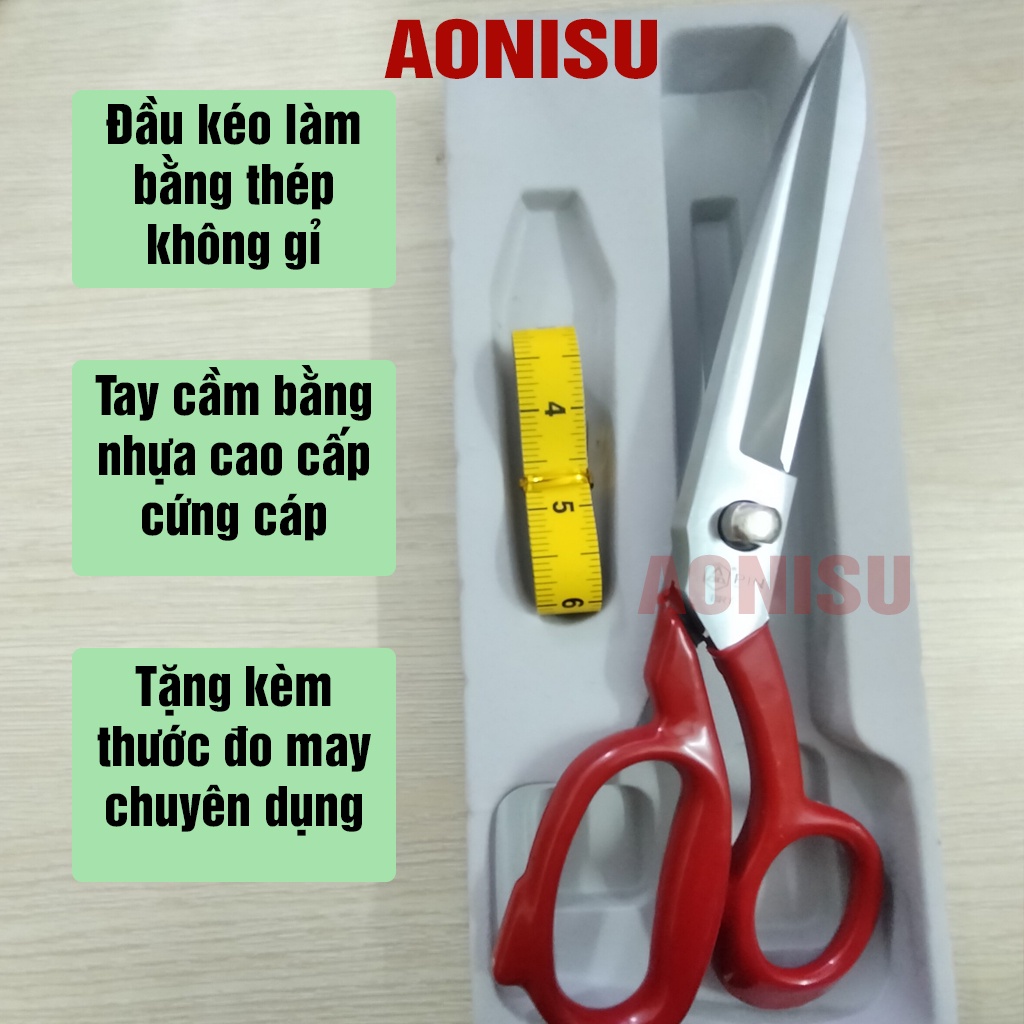 Kéo Cắt Vải Chuyên Nghiệp Chính Hãng PIN Thép Không Rỉ, Kéo Cắt May Chuyên Dụng Đa Năng Aonisu