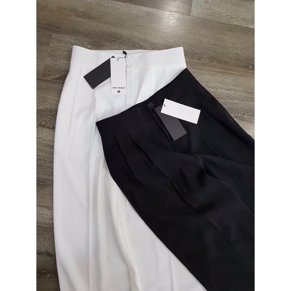 Quần culottes dáng dài,quần tây ống rộng Vero moda trắng,đen