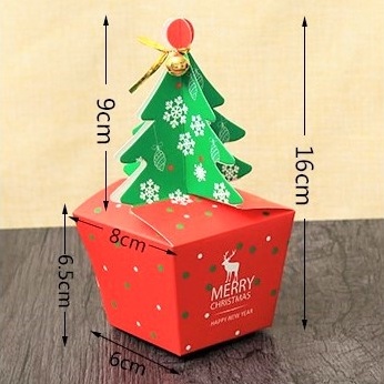 HỘP GIẤY ĐỰNG QUÀ HÌNH CÂY THÔNG NOEL, GIÁNG SINH (KÈM CHUÔNG)