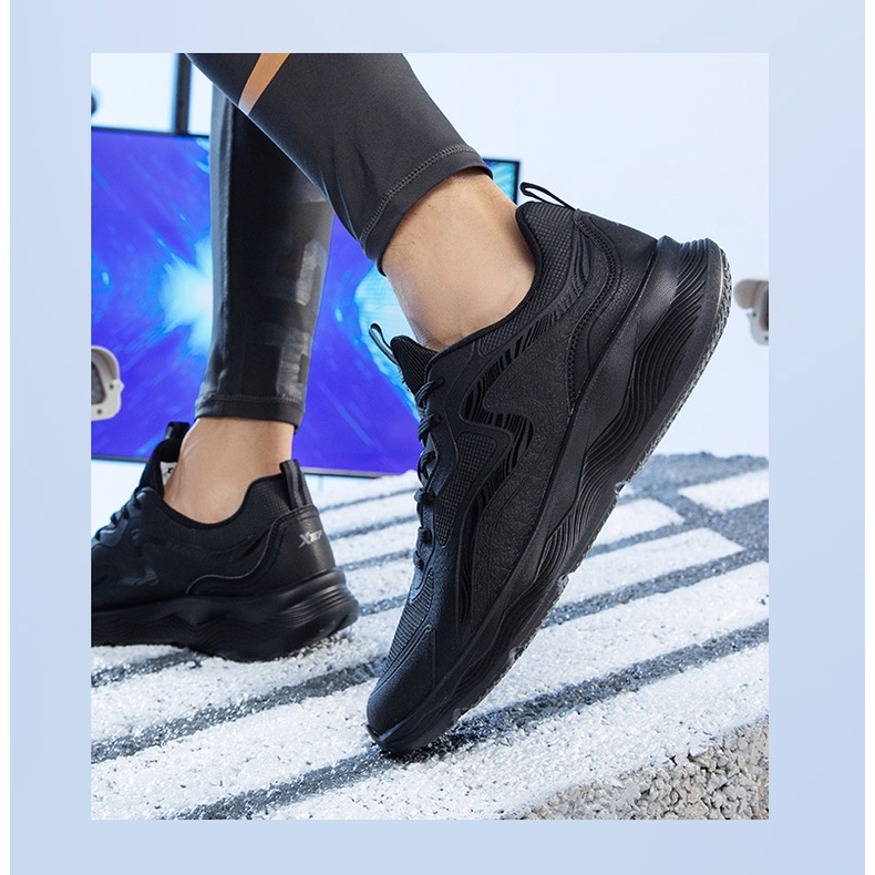 Giày thể thao da Xtep siêu nhẹ thoáng khí chống mòn thời trang cho nam