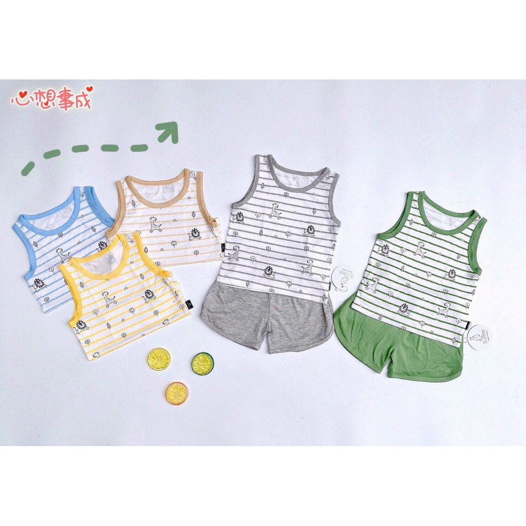 [Xả Hàng] Bộ Ba Lỗ Sát Nách Bé Trai Cotton Thun Lạnh Mềm Mịn Họa Tiết Chú Hươu Siêu Đáng Yêu Cho Bé 6 đến 18kg BTWOO1