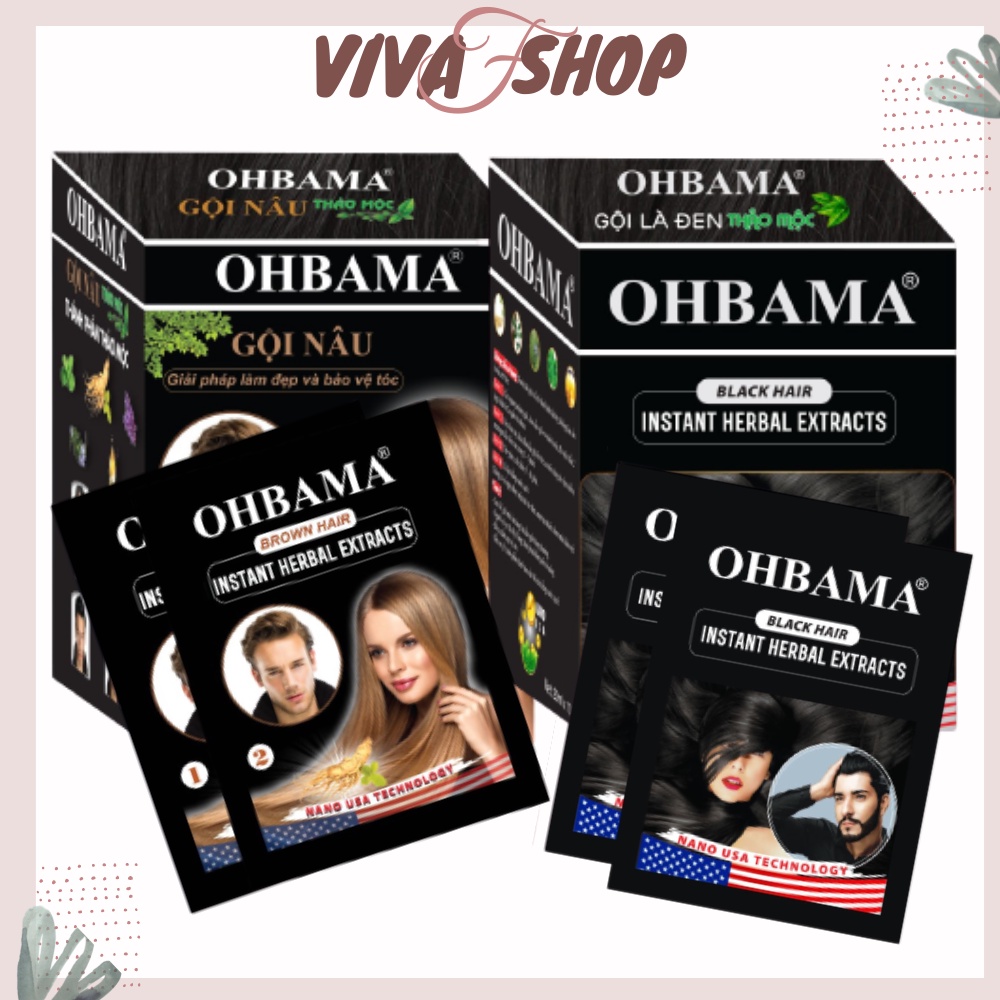 Bịch dầu gội nhuộm tóc OHBAMA [1 Gói] Black Hair Instant Wash 20ml / Gội Là Đen /Gội Nâu Thảo Mộc |Dầu gội phụ bạc
